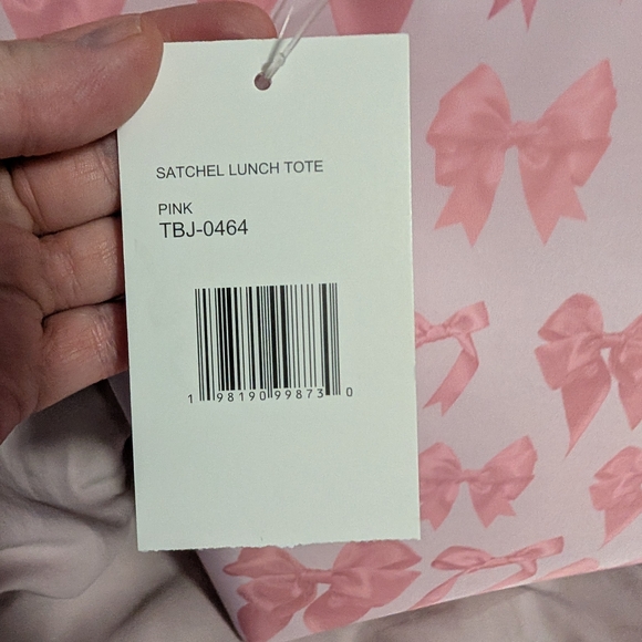 Betsey Johnson Pink Ribbon Bow Insulated Satchel Lunch Tote Bag (NWT) - Picture 8 of 10